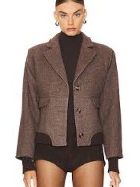 Favorite Daughter Brown Tailored Wool-Blend Blazer City Bomber
